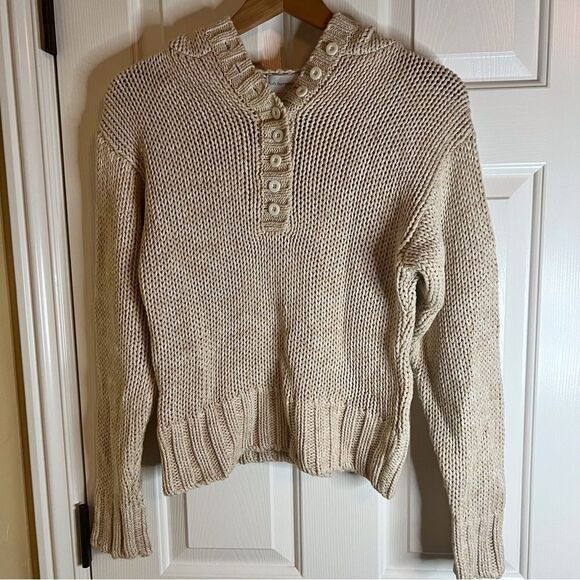Soft Surroundings Size Small Hooded Sweater Soft Comfy Beige‎ Office Wear - Picture 3 of 6
